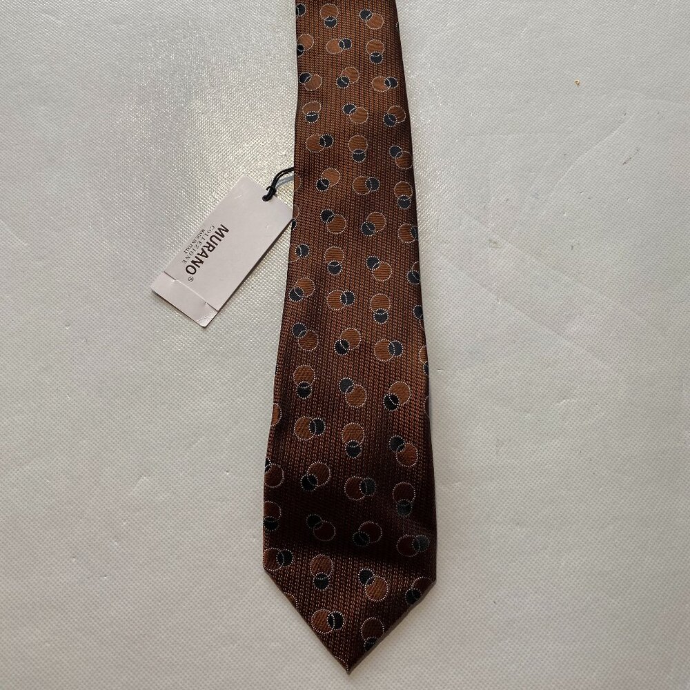 NEW- Mens Murano Collezione Neck Tie Silk Geometric Rust MSRP: $80 - A33